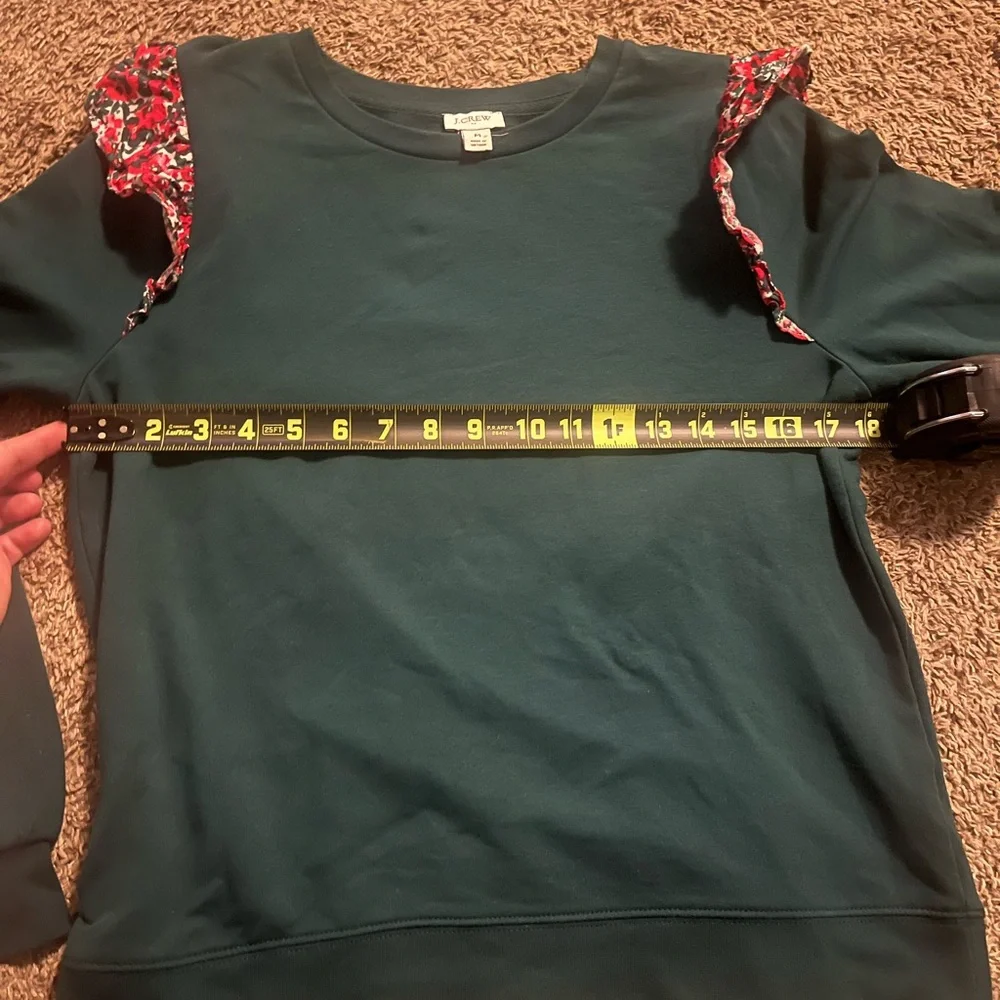 J Crew Factory Floral Ruffle Shoulder Sweatshirt - Picture 6 of 9